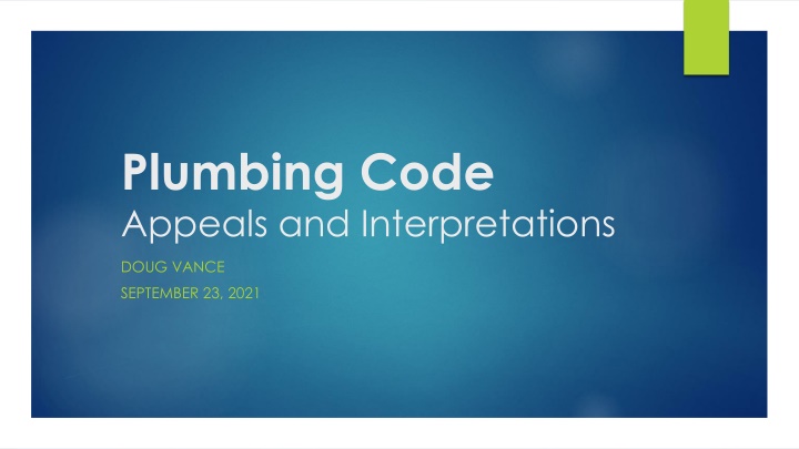 plumbing code appeals and interpretations