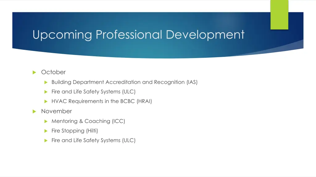 upcoming professional development