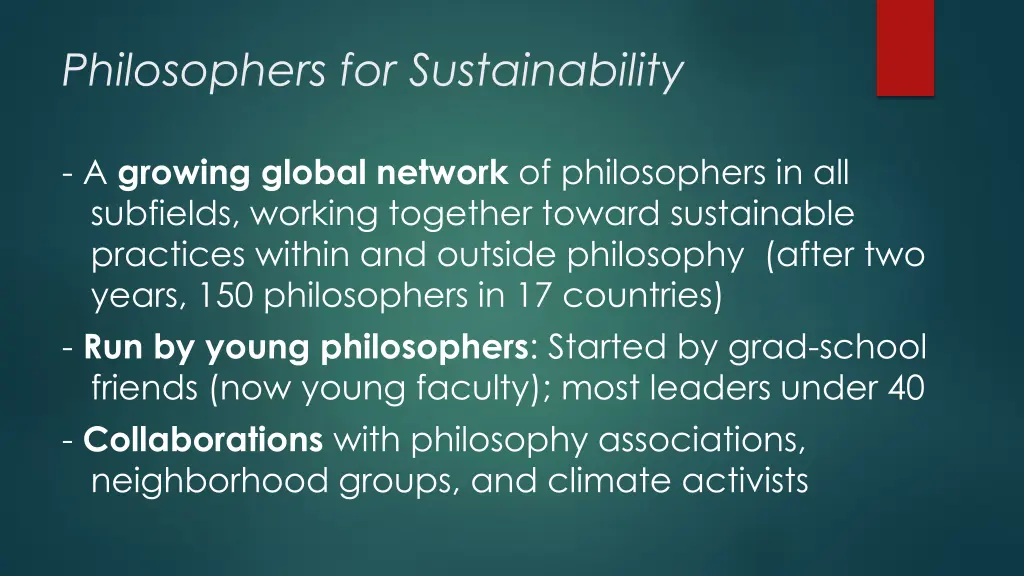 philosophers for sustainability