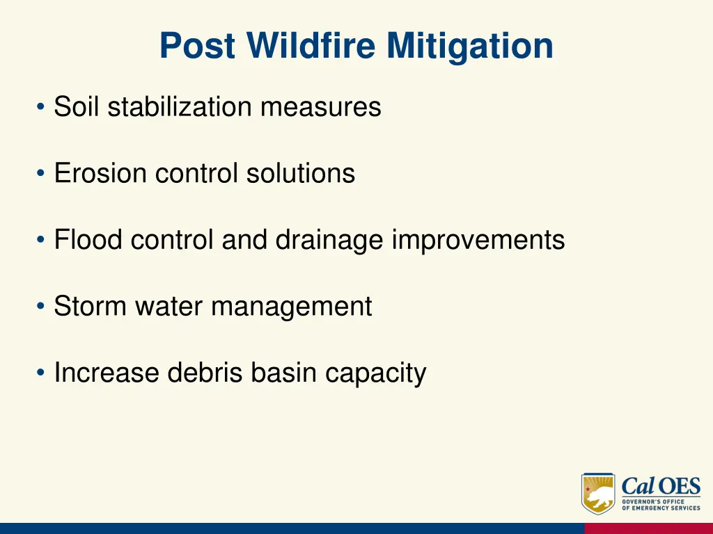 post wildfire mitigation