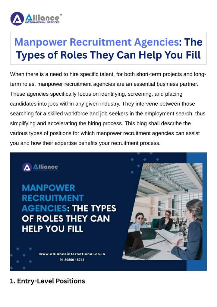 manpower recruitment agencies the types of roles