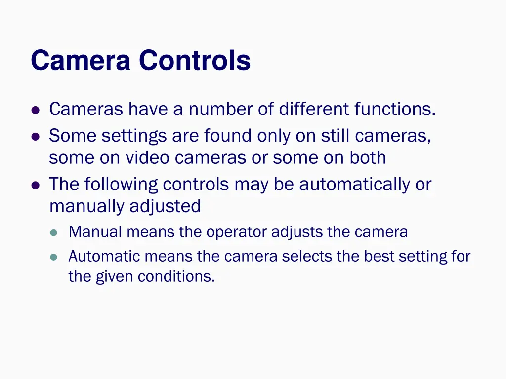 camera controls