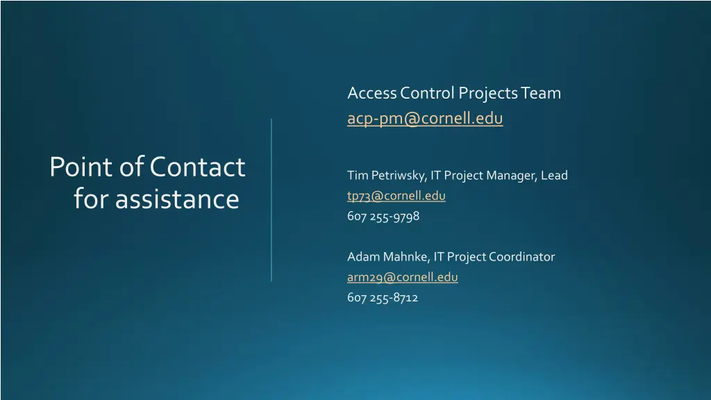 access control projects team acp pm@cornell edu