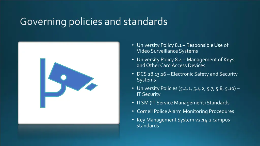 governing policies and standards