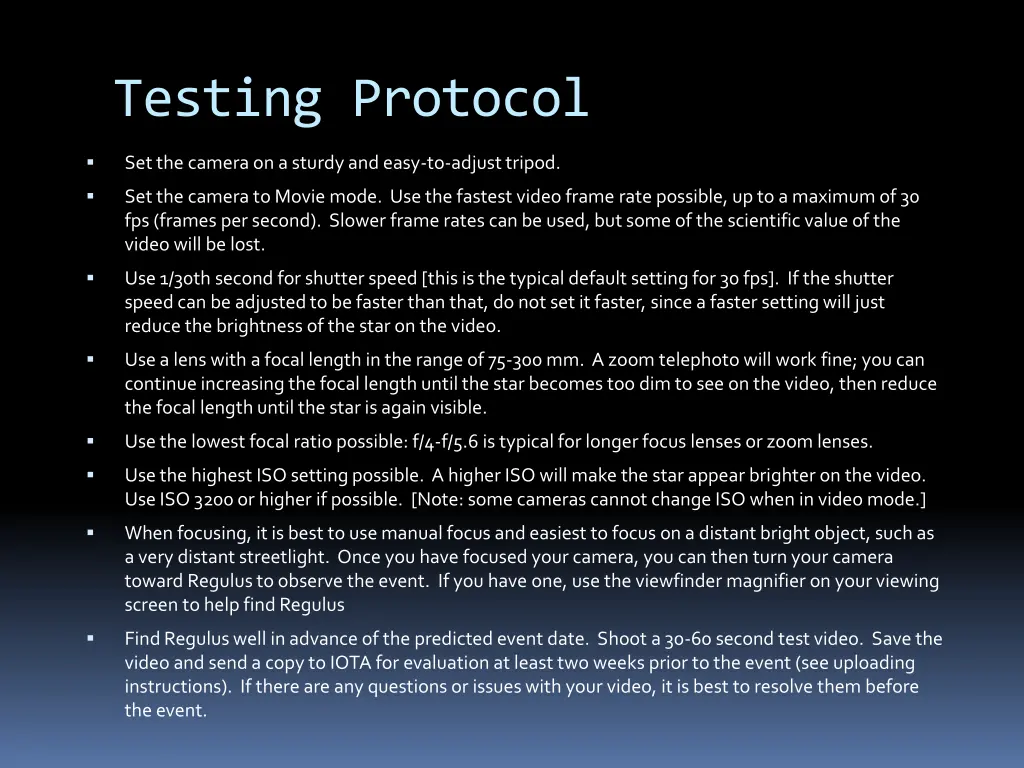 testing protocol