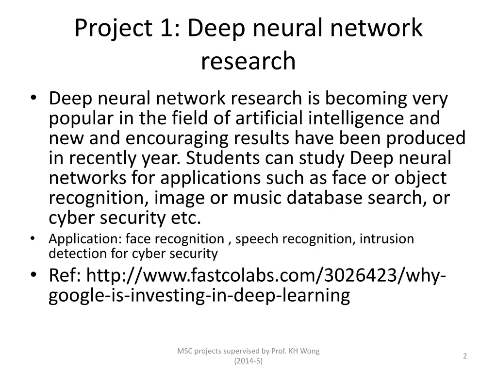 project 1 deep neural network research deep