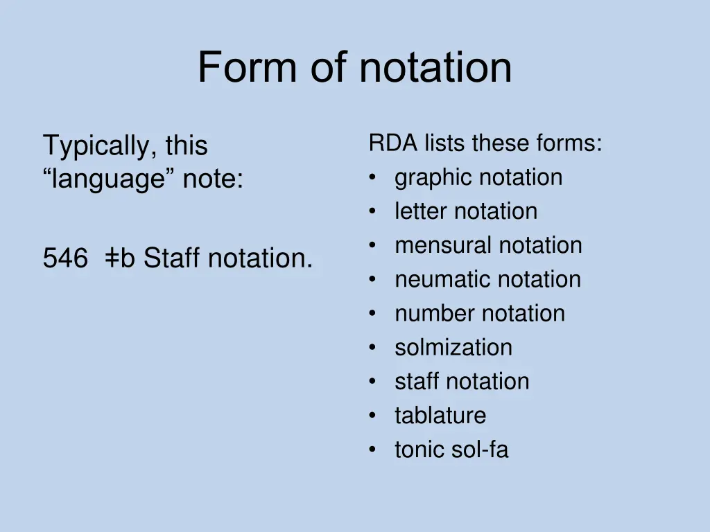 form of notation