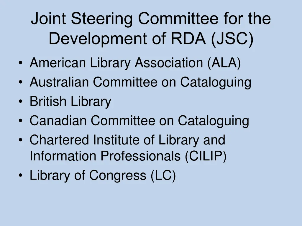 joint steering committee for the development