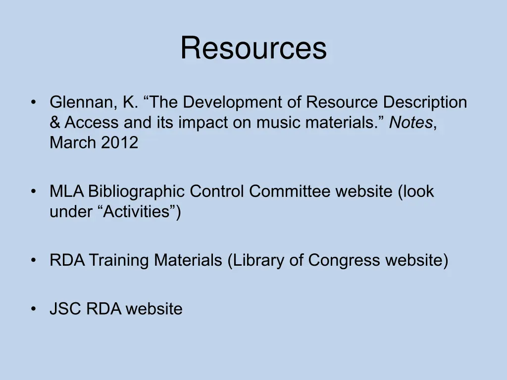 resources