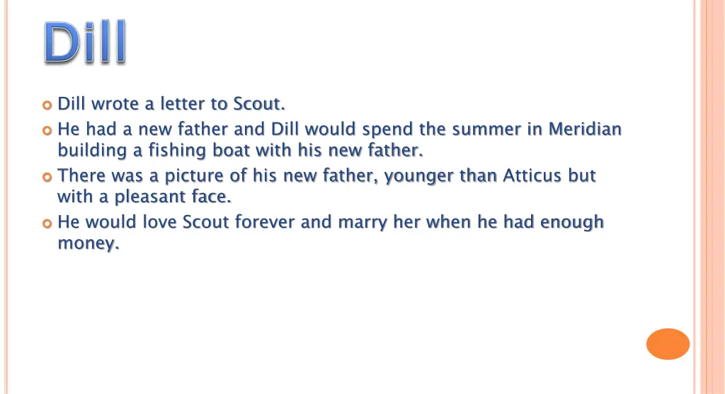 dill wrote a letter to scout he had a new father