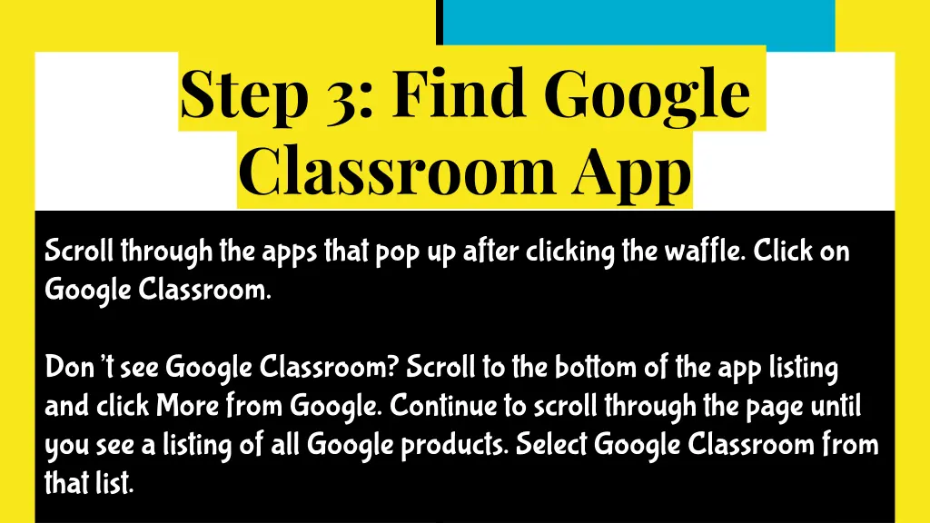 step 3 find google classroom app