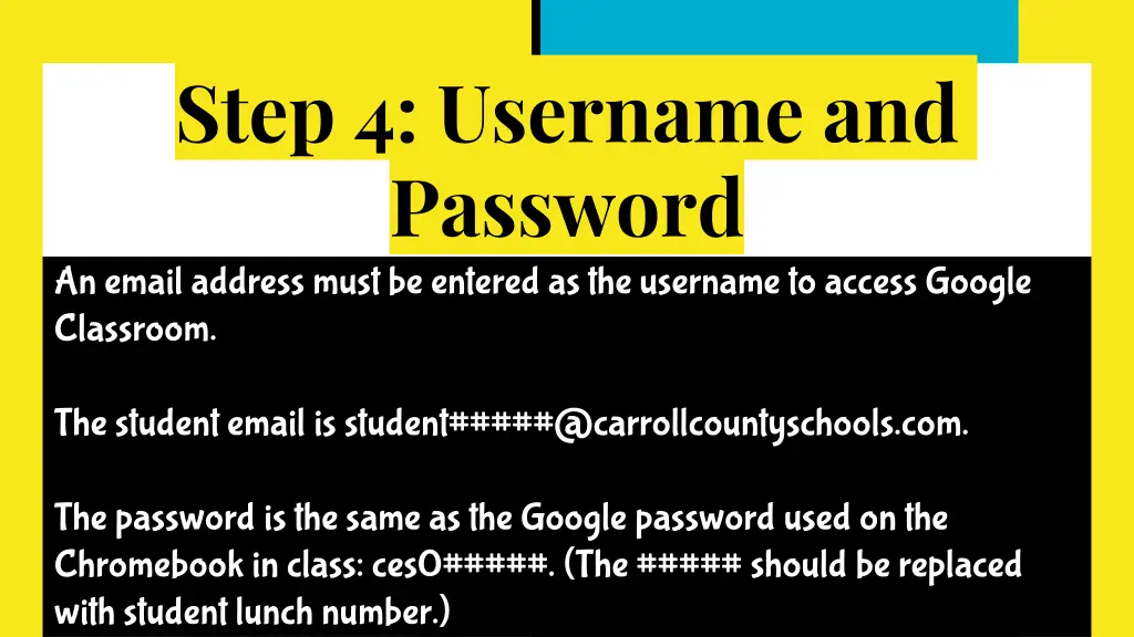 step 4 username and password an email address