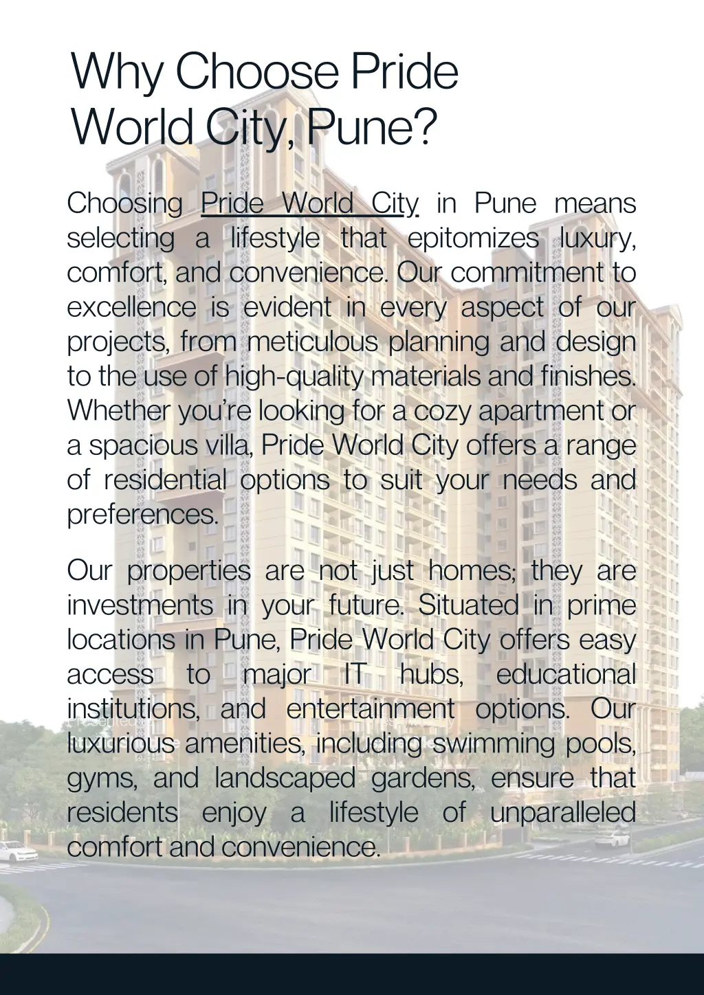 why choose pride world city pune