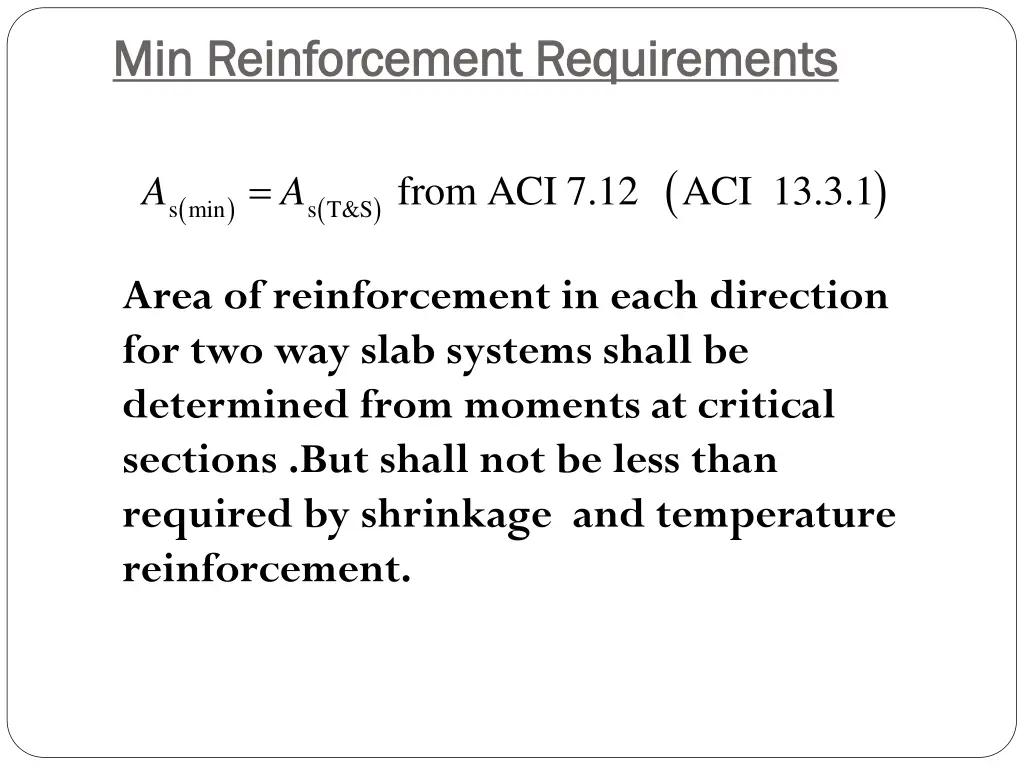 min reinforcement requirements min reinforcement