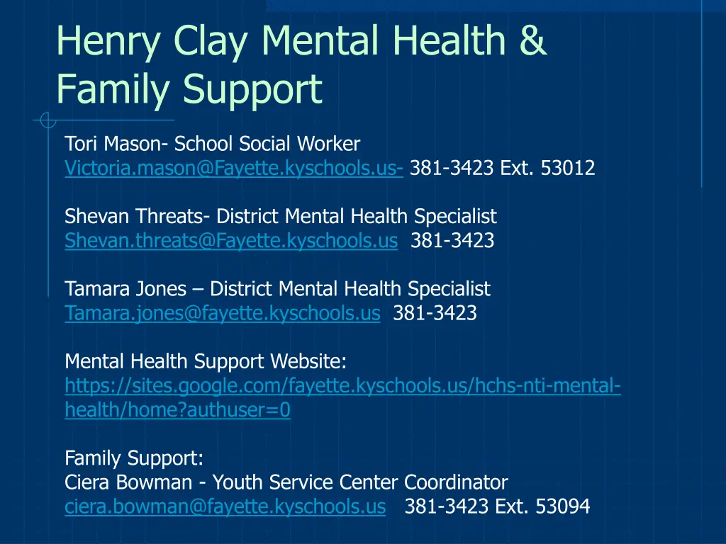 henry clay mental health family support