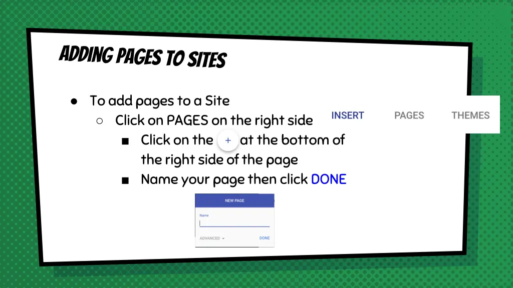 to add pages to a site click on pages