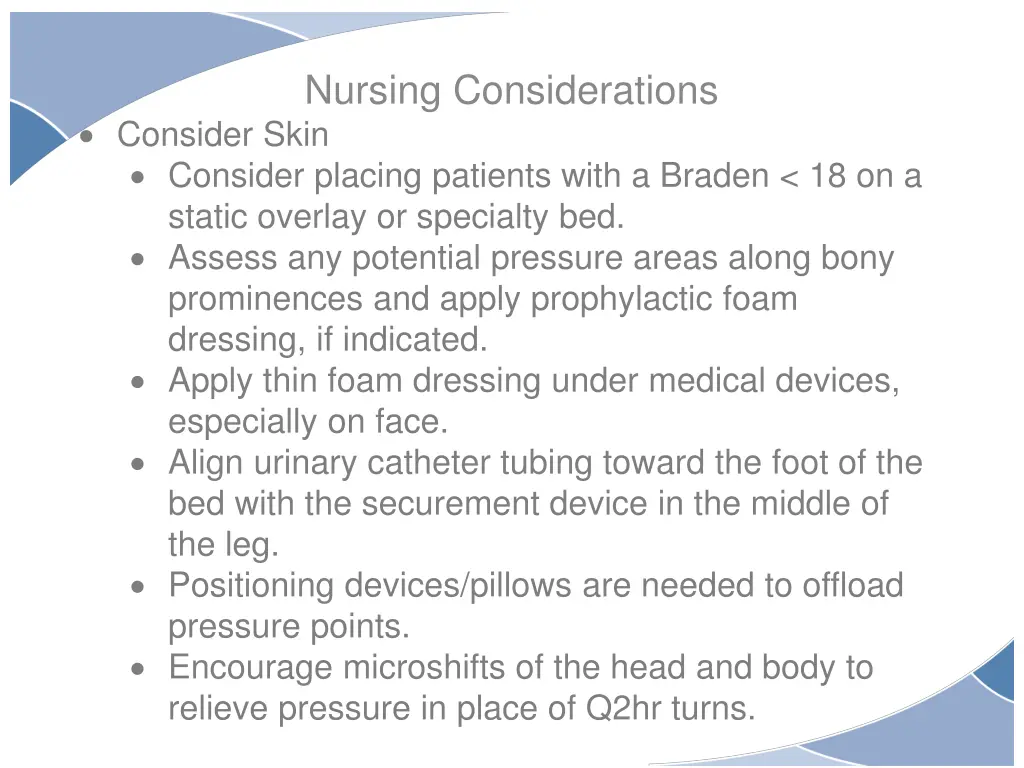 nursing considerations