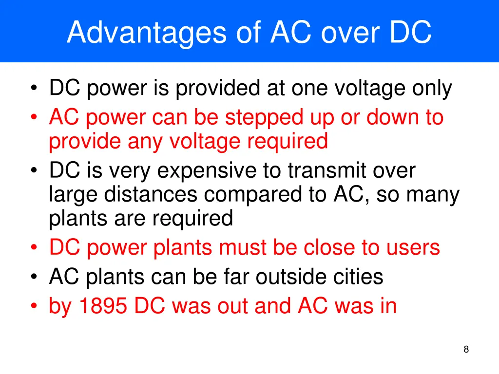 advantages of ac over dc