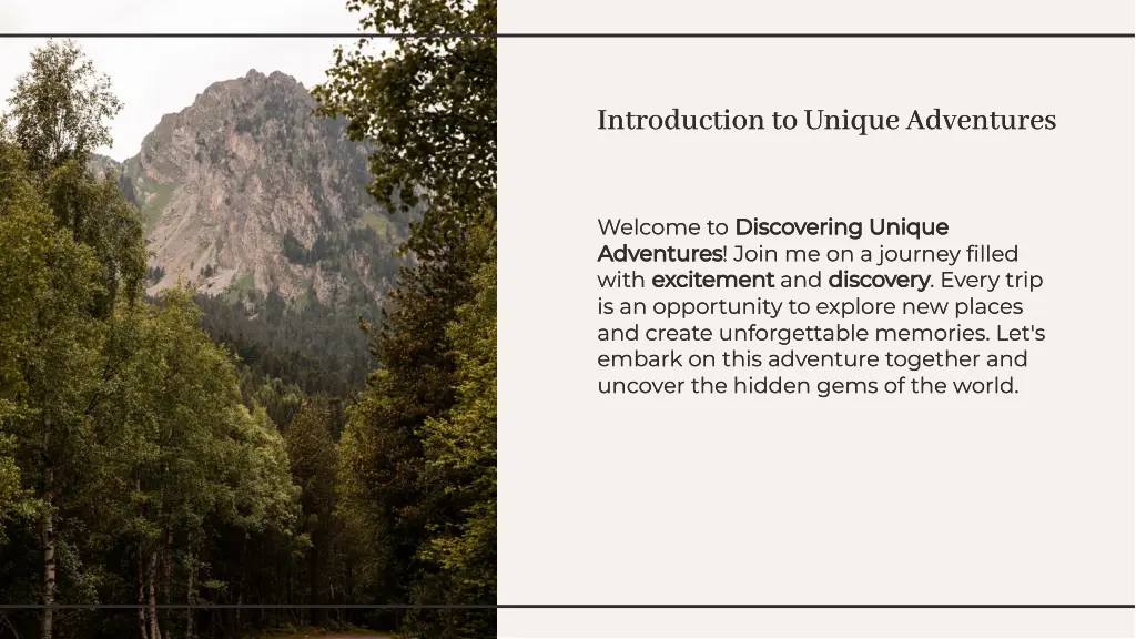 introduction to unique adventures introduction