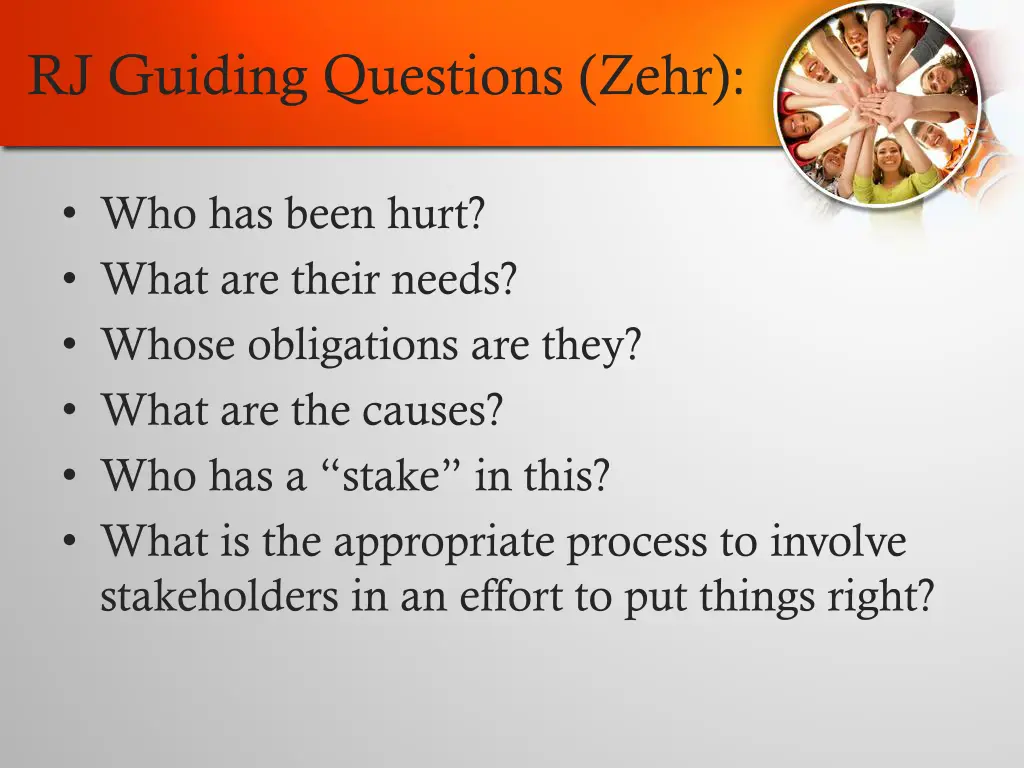 rj guiding questions zehr