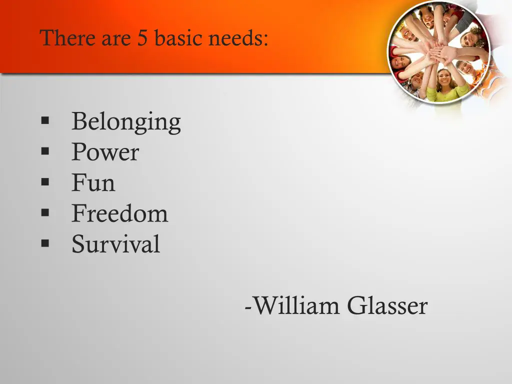 there are 5 basic needs