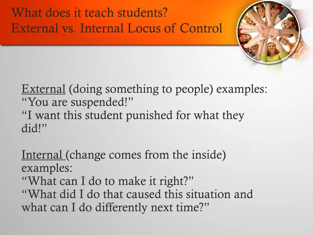 what does it teach students external vs internal