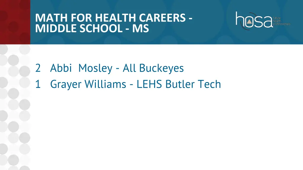 math for health careers middle school ms