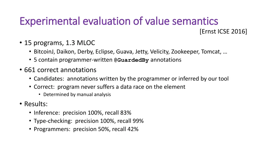 experimental evaluation of value semantics