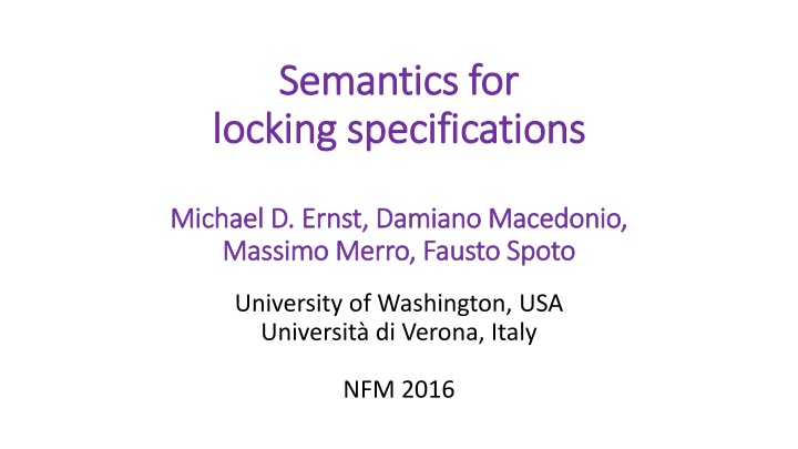 semantics for semantics for locking