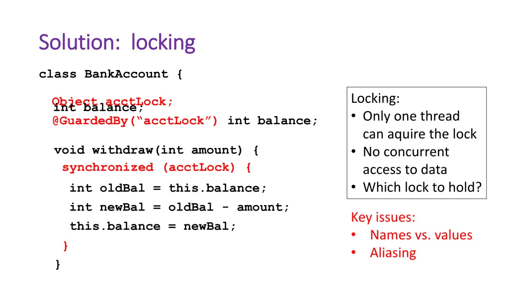 solution locking solution locking