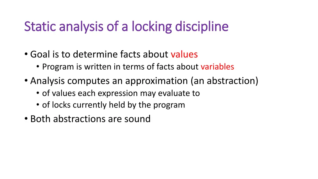 static analysis of a locking discipline static