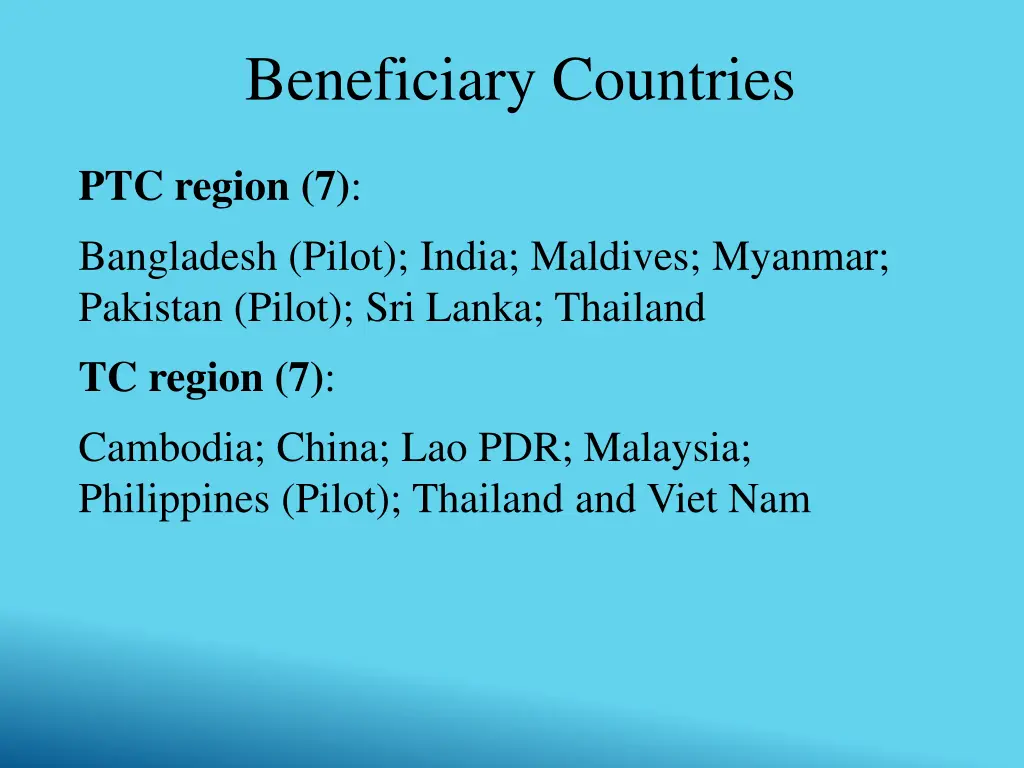 beneficiary countries