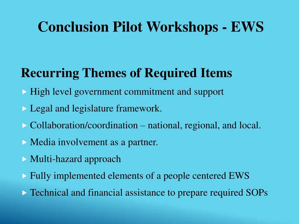 conclusion pilot workshops ews