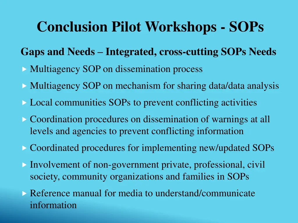 conclusion pilot workshops sops 2