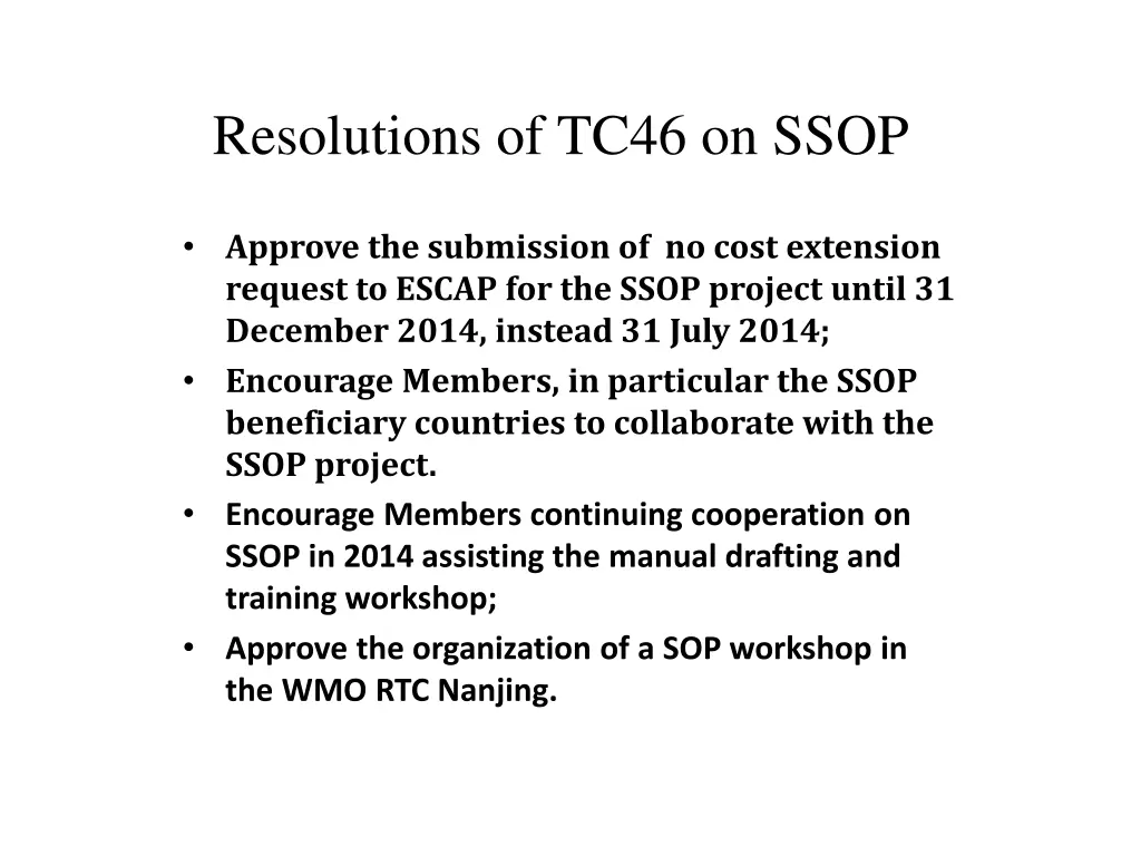 resolutions of tc46 on ssop