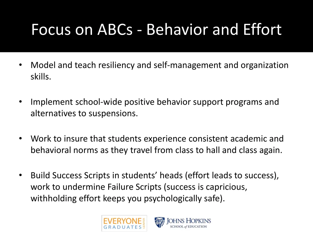 focus on abcs behavior and effort