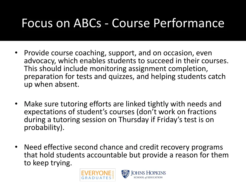 focus on abcs course performance