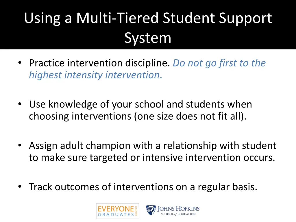 using a multi tiered student support system