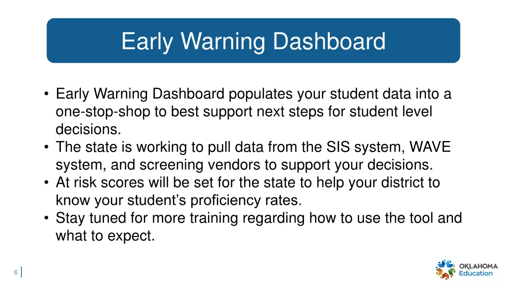 early warning dashboard