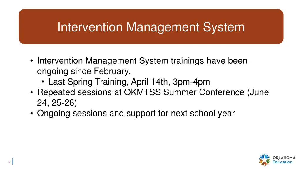 intervention management system 1