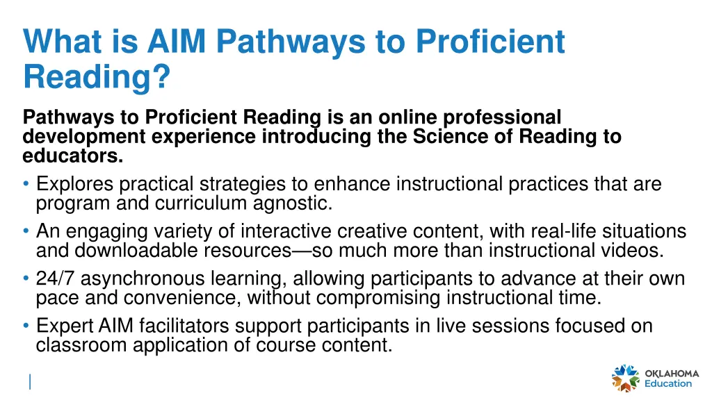 what is aim pathways to proficient reading