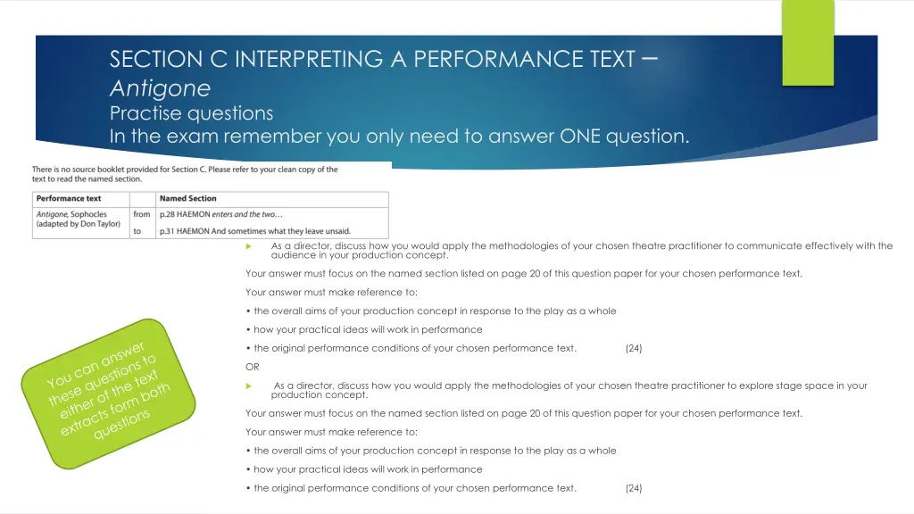 section c interpreting a performance text