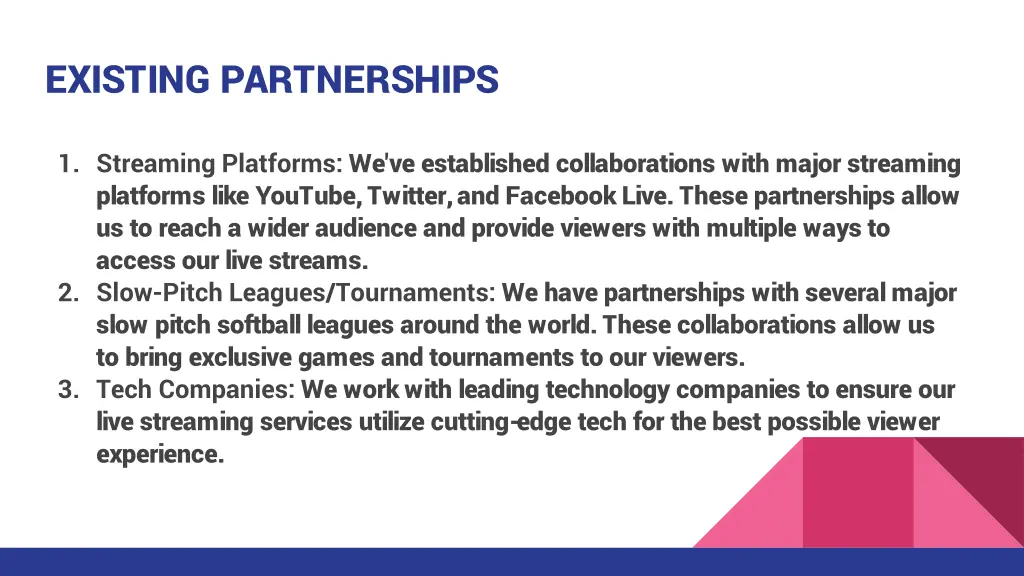 existing partnerships