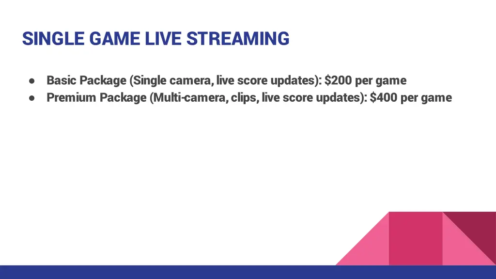 single game live streaming