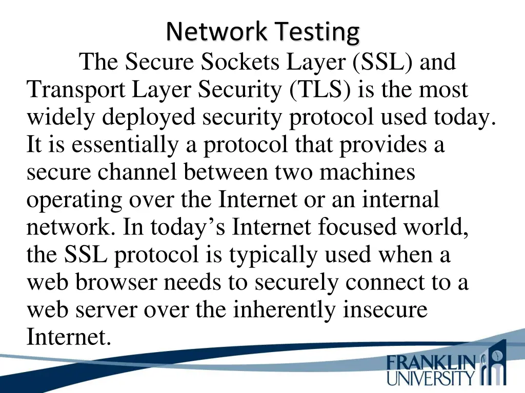 network testing the secure sockets layer