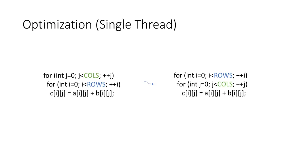 optimization single thread