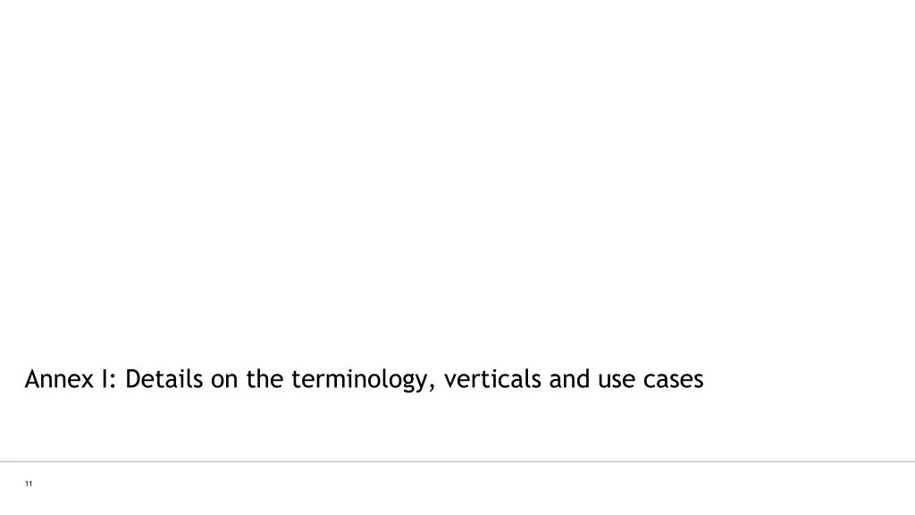 annex i details on the terminology verticals