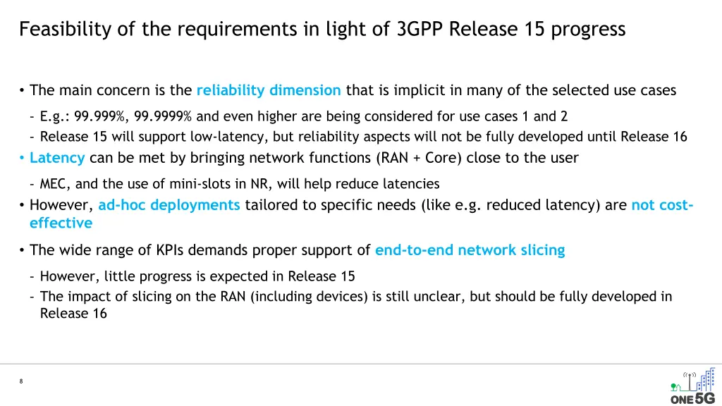 feasibility of the requirements in light of 3gpp