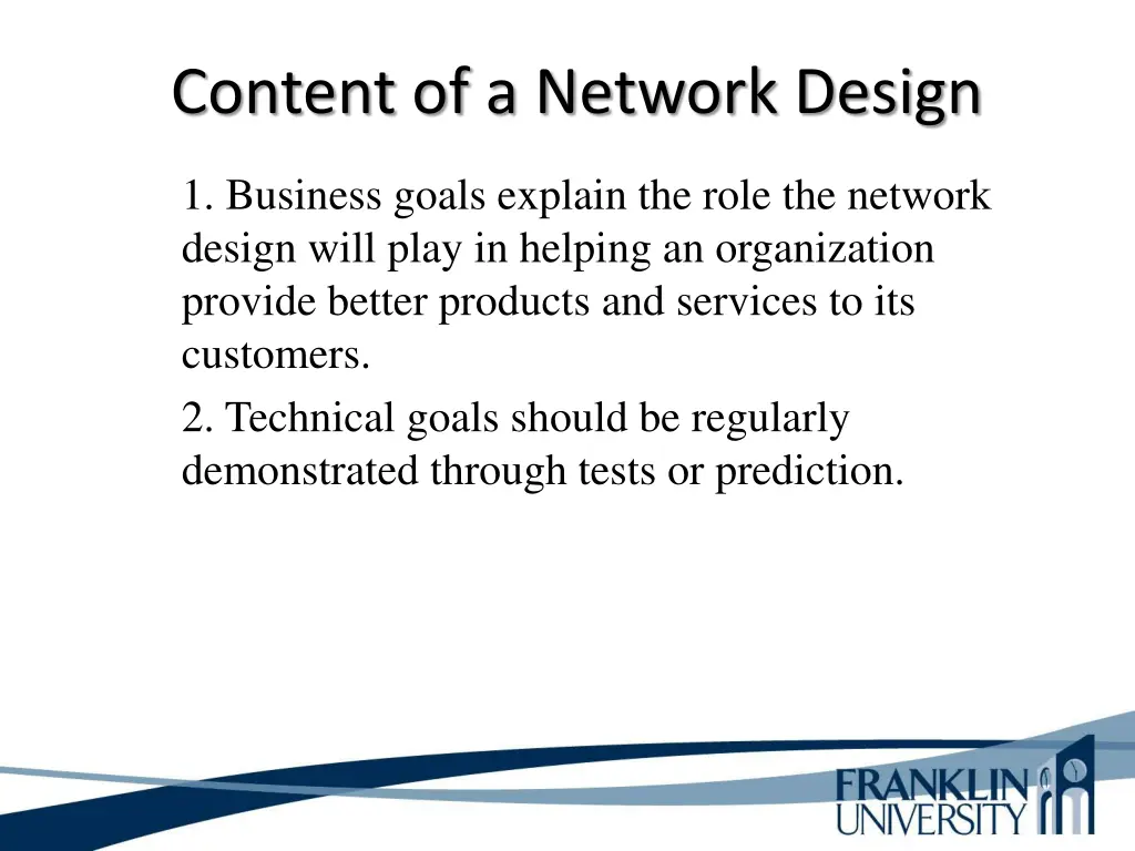 content of a network design 1