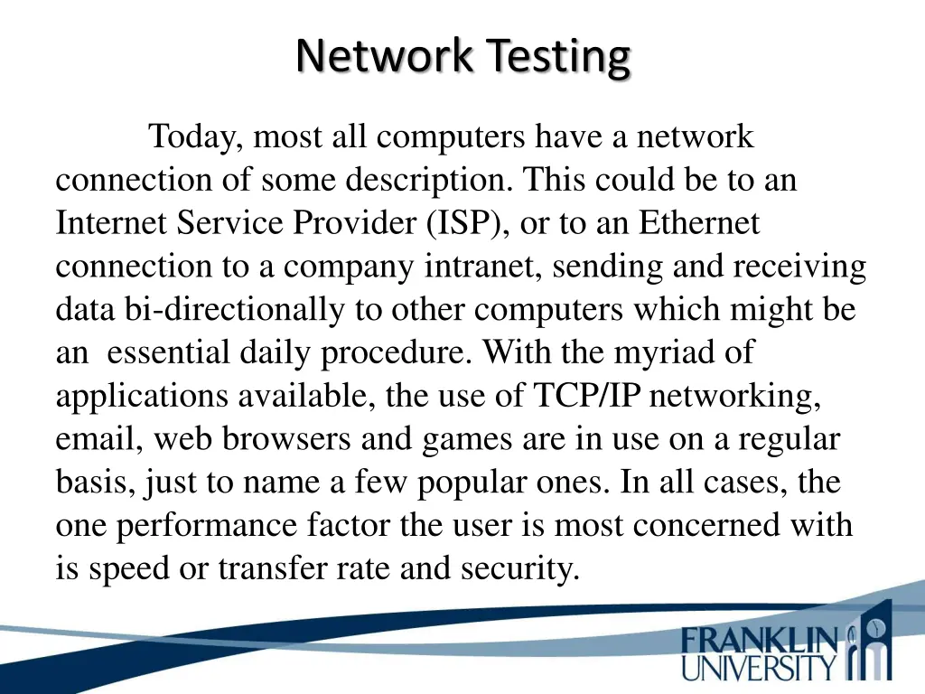 network testing